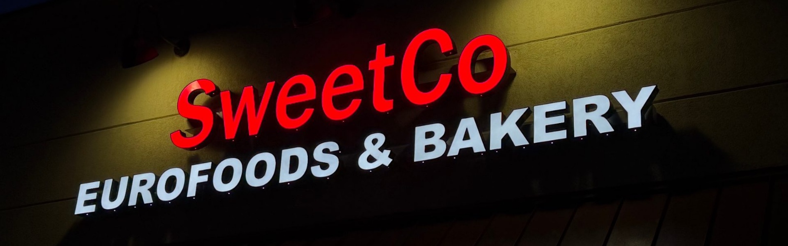 Channel Letters for SweetCo Eurofoods & Bakery in Long Beach, CA